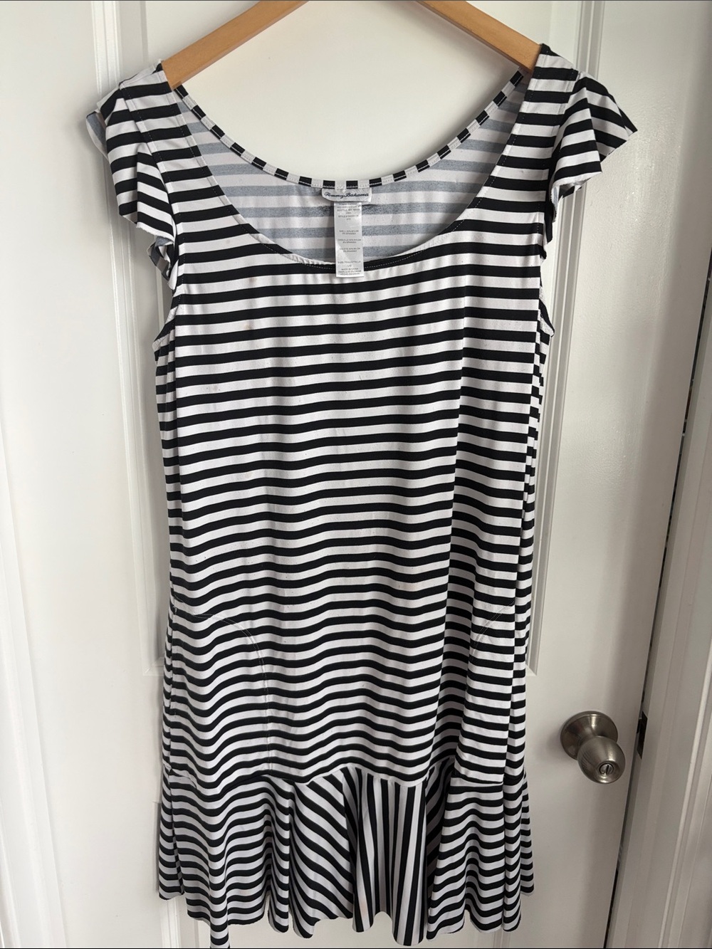Tommy Bahama Black and White Striped Midi Dress